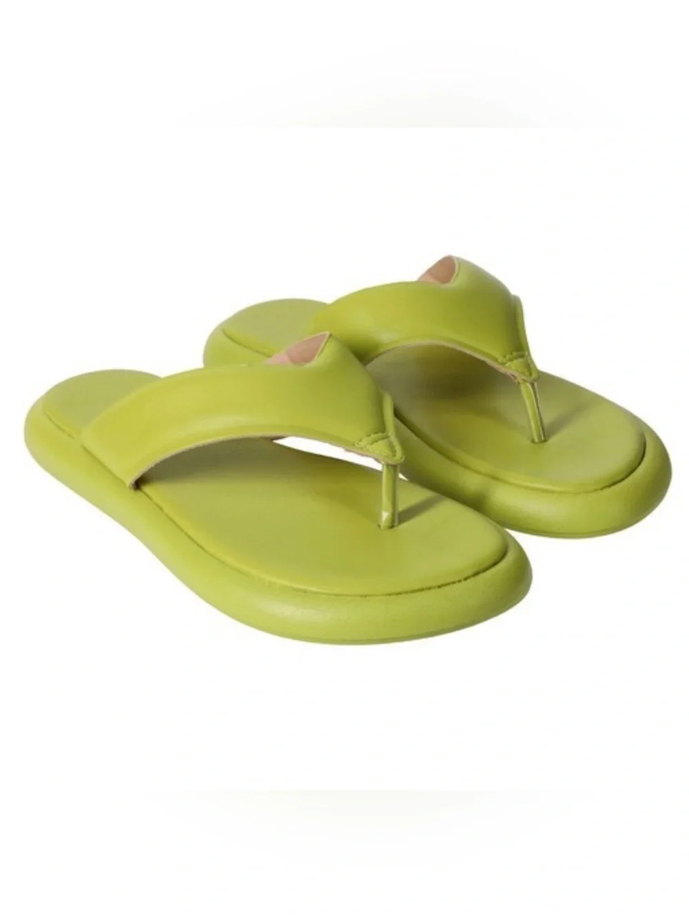 Women's Lime Green Padded Thong Sandals